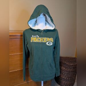 GREEN BAY PACKER Wms Zip-UP Sititched Logo Sweatshirt SZ L